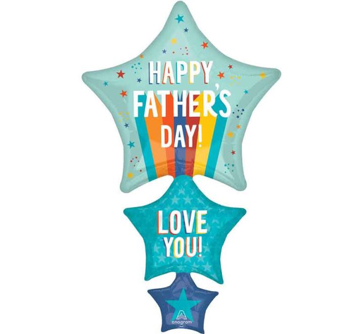 Fathers Day Playful Stripes & Stars Supershape Foil
