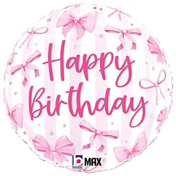 Happy Birthday Pretty Pink Bows Foil 18"