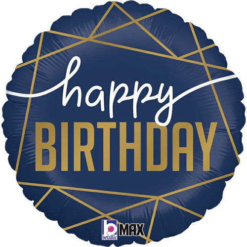 18" Birthday Navy Geometric Foil