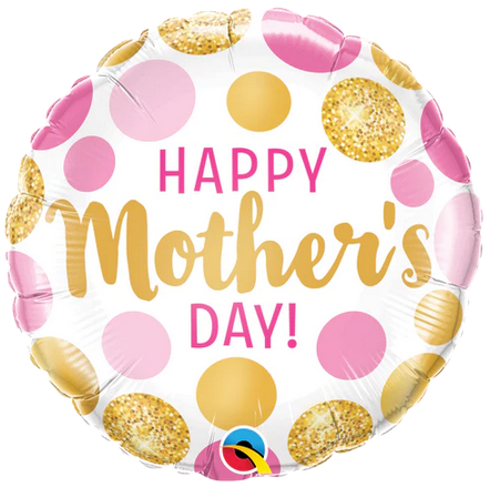 18" Mother's Day Pink & Gold Dots Foil