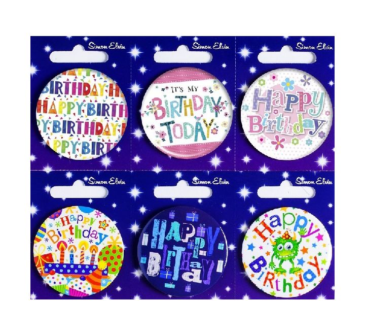 Badge Happy Birthday 5.5cm 1 Piece - Assorted Designs