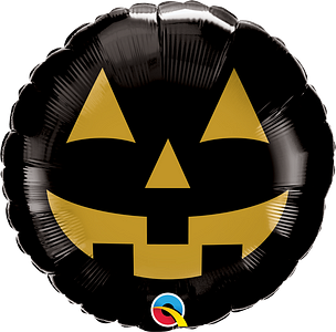 Pumpkin Black & Gold Foil Balloon 18"