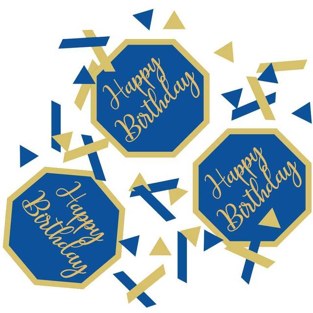 Happy Birthday Navy & Gold Confetti