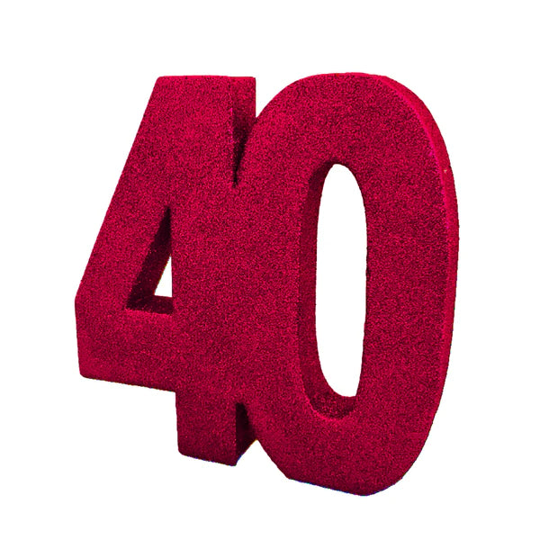 Dec Table Glitter Number Ruby