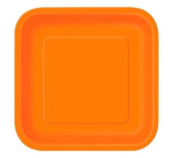 Orange Square Paper Plates 14 Pack