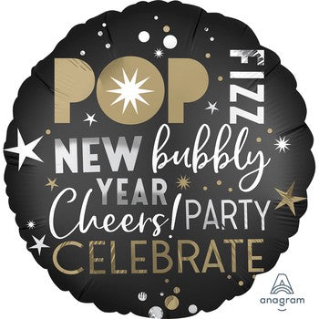 Balloon Foil Pop Fizz New Year 18in