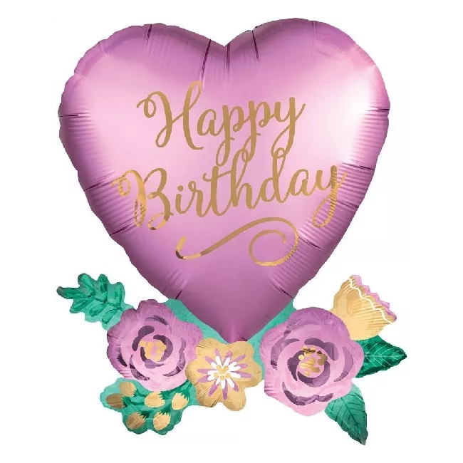 Happy Birthday Heart & Flower Supershape