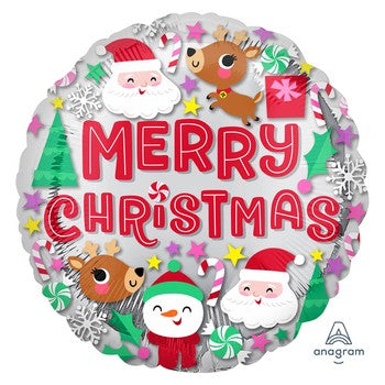 Merry Christmas 18in Round Foil Balloon