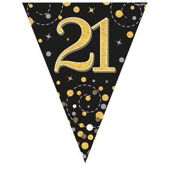 Bunting - Sparkling Fizz Birthday - Black & Gold