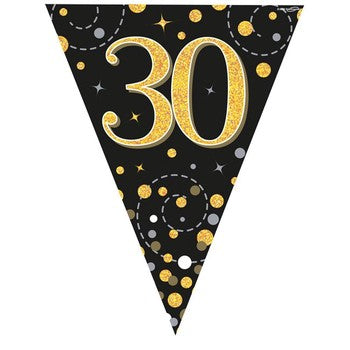Bunting - Sparkling Fizz Birthday - Black & Gold