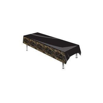 Sparkling Fizz Plastic Tablecover - Black & Gold