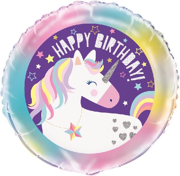 18" Foil Balloon Unicorn Birthday