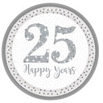 Plate Paper 25th Silver Anniversary - Pack 8