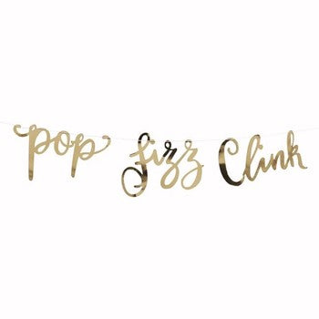 Bunting Pop Clink Fizz - 1.5m - Metallic Gold