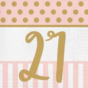 Napkin Pink White & Gold Chic 20 Pk