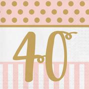 Napkin Pink White & Gold Chic 20 Pk