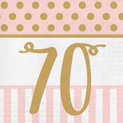Napkin Pink White & Gold Chic 20 Pk