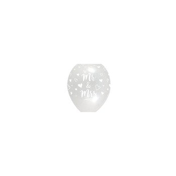 Balloon Latex Clear Mr & Mrs - Pack 6