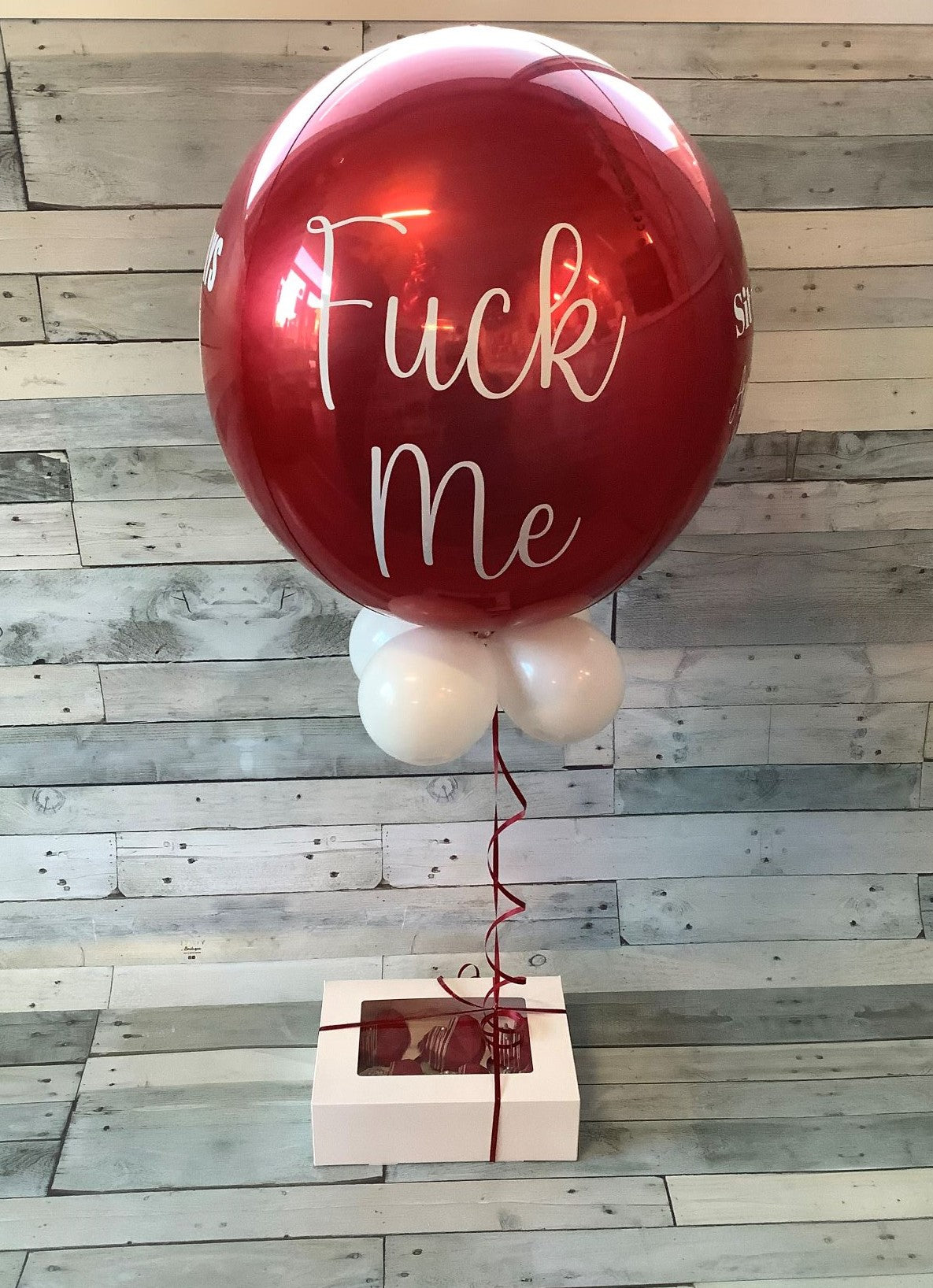 Naughty Orbz Balloon And Box Of 4 Cupcakes