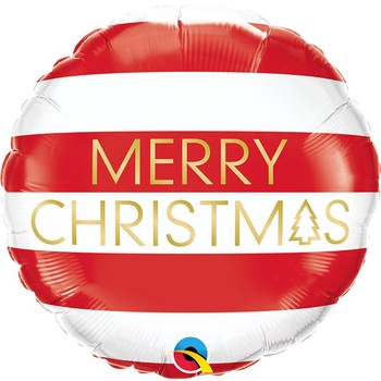 Red & White Stripe Merry Christmas Foil Balloon - 18in