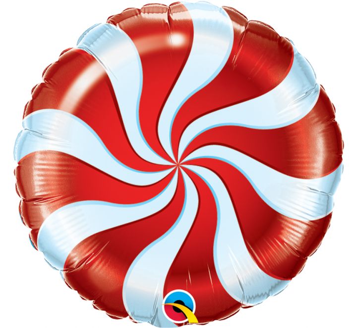 Candy Swirl Red & White Foil Balloon 18" Round