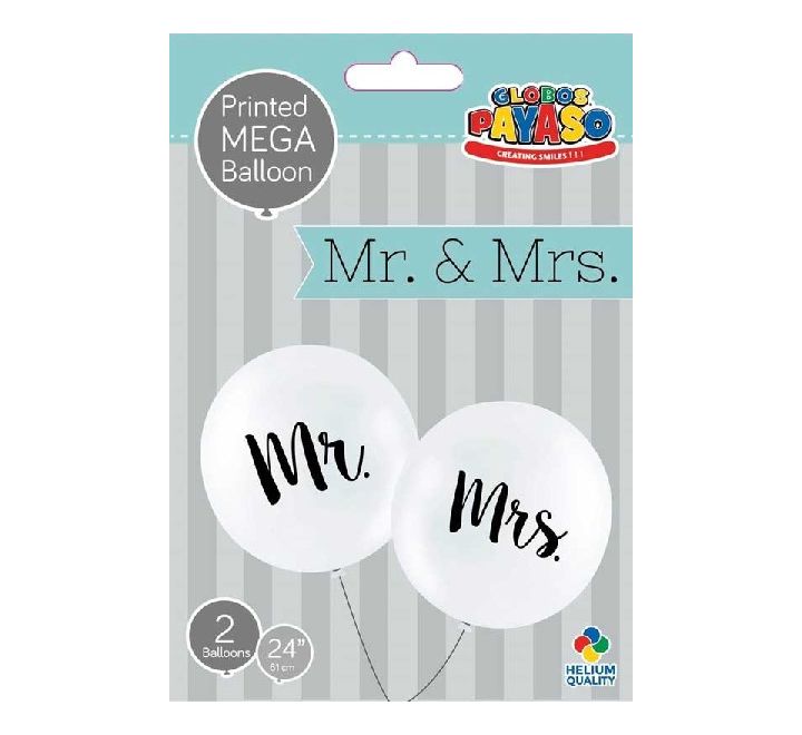 Mr And Mrs 24" Latex Pack Of 2 Inflated