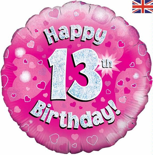 13th Birthday Pink Foil Round 18"