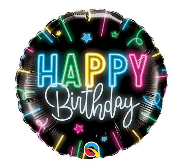 Neon Happy Birthday 18" Foil Balloon