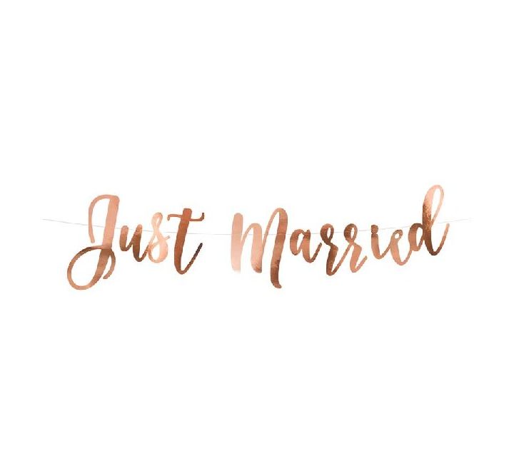 Just Married Rose Gold Decoration Banner