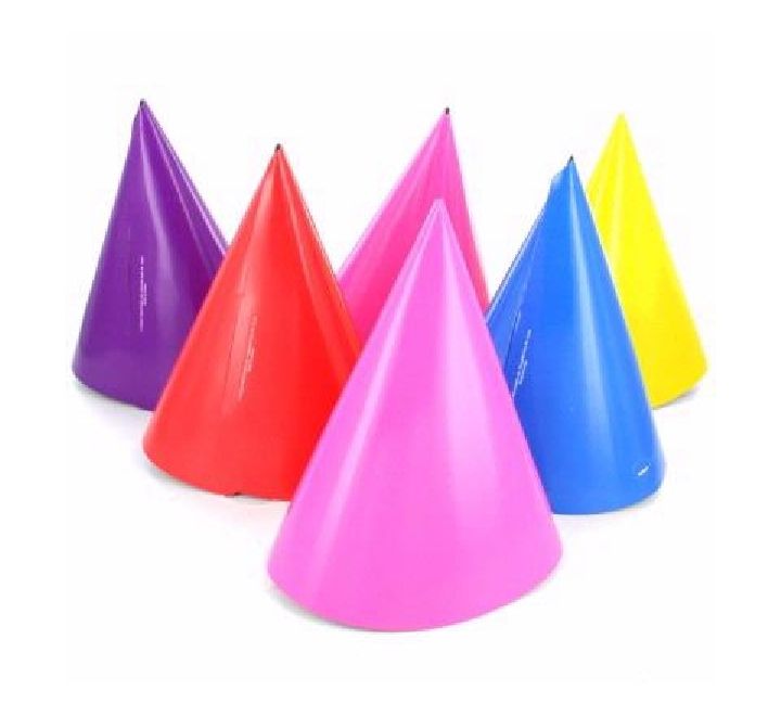 Cone Hats Pack 8 Assorted Colours