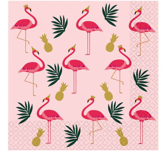 Pink Flamingo Napkins - 2Ply - Lunch - Pk16