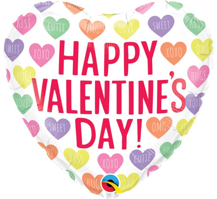 Happy Valentine's Day Love Hearts Foil Balloon - 18in