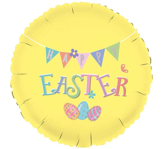 Happy Easter Yellow bunting 18" foil Balloon