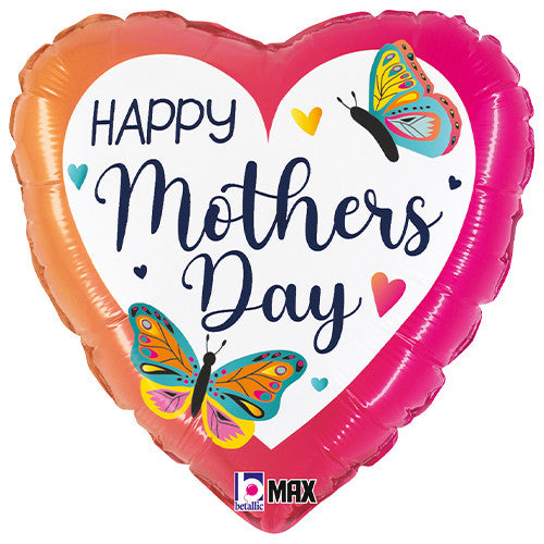 18 inch Mother's Day Butterflies Heart Foil