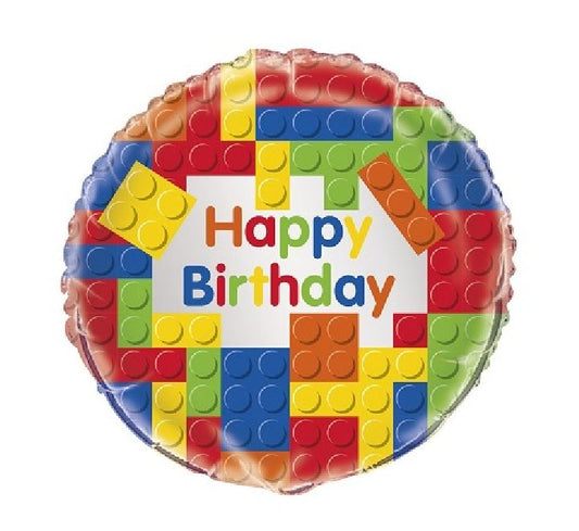 18" Happy Birthday building blocks Foil Balloon