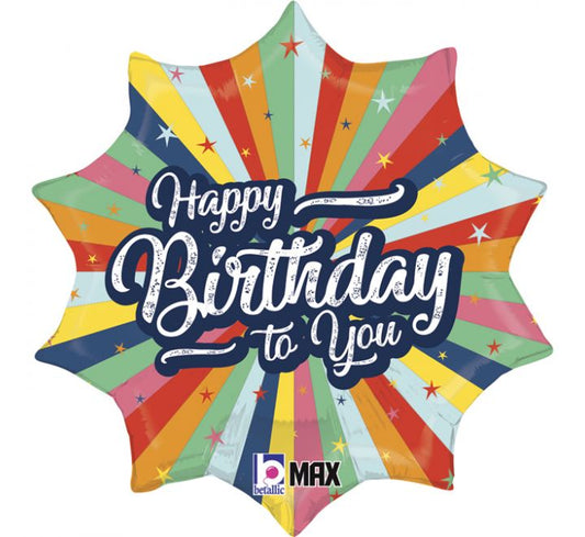 18" Happy Birthday Bursting Colours Foil Balloon
