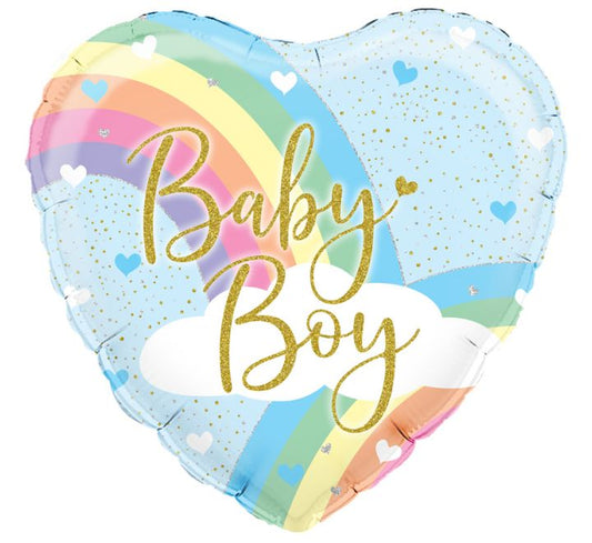 Rainbow Baby Boy Heart 18" foil