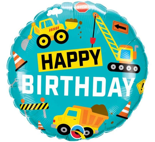 Construction Happy Birthday Foil 18in Balloon