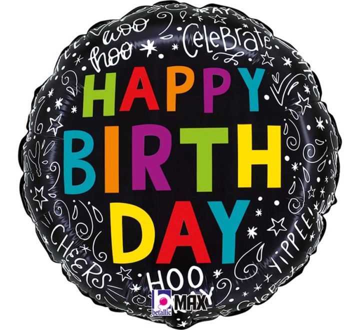Happy Birthday Doodles Foil Balloon 18in