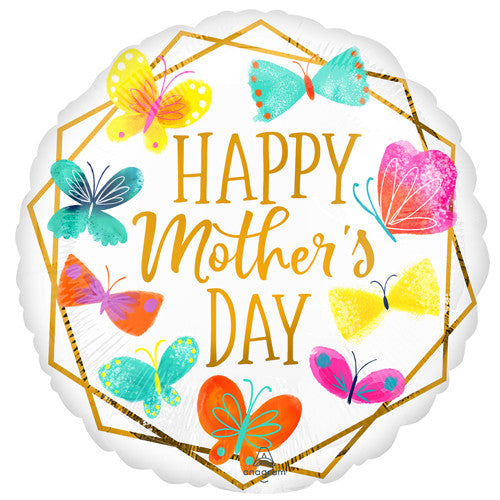 18" Mothers Day Butterfly Gold Trim Foil