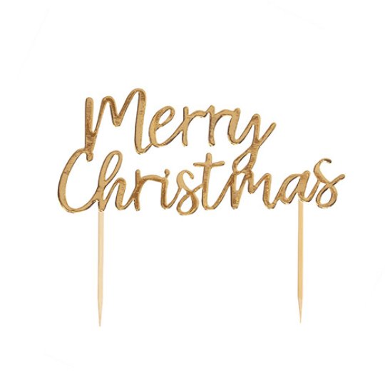 Gold Merry Christmas Cake Topper 7"