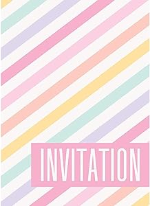 Invites - Pastel Stripes With Envelopes Pk8