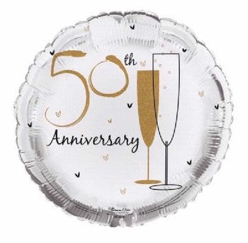 50th Anniversary With Glasses 18" Round