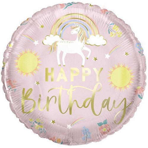 18" Pink Unicorn Happy Birthday Foil