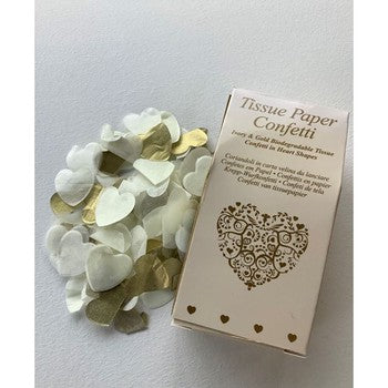 Confetti Paper Tissue Hearts - Biodegradable - Gold & Ivory