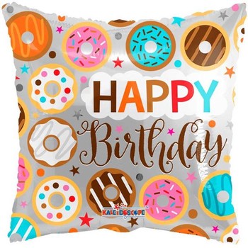 Happy Birthday Doughnut 18" Square