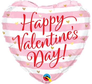 Happy Valentine's Day Pink Stripe Foil Balloon - 18in