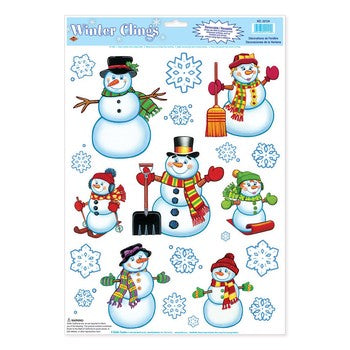 Snowman and Snowflake Window Clings, 16 sheet