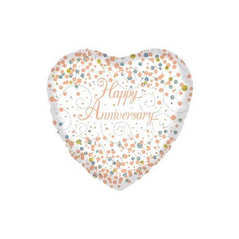 Balloon Foil Fizz Anniversary White & Rose Gold