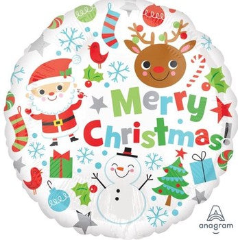 Santa, Snowman & Reindeer Balloon Foil 18in